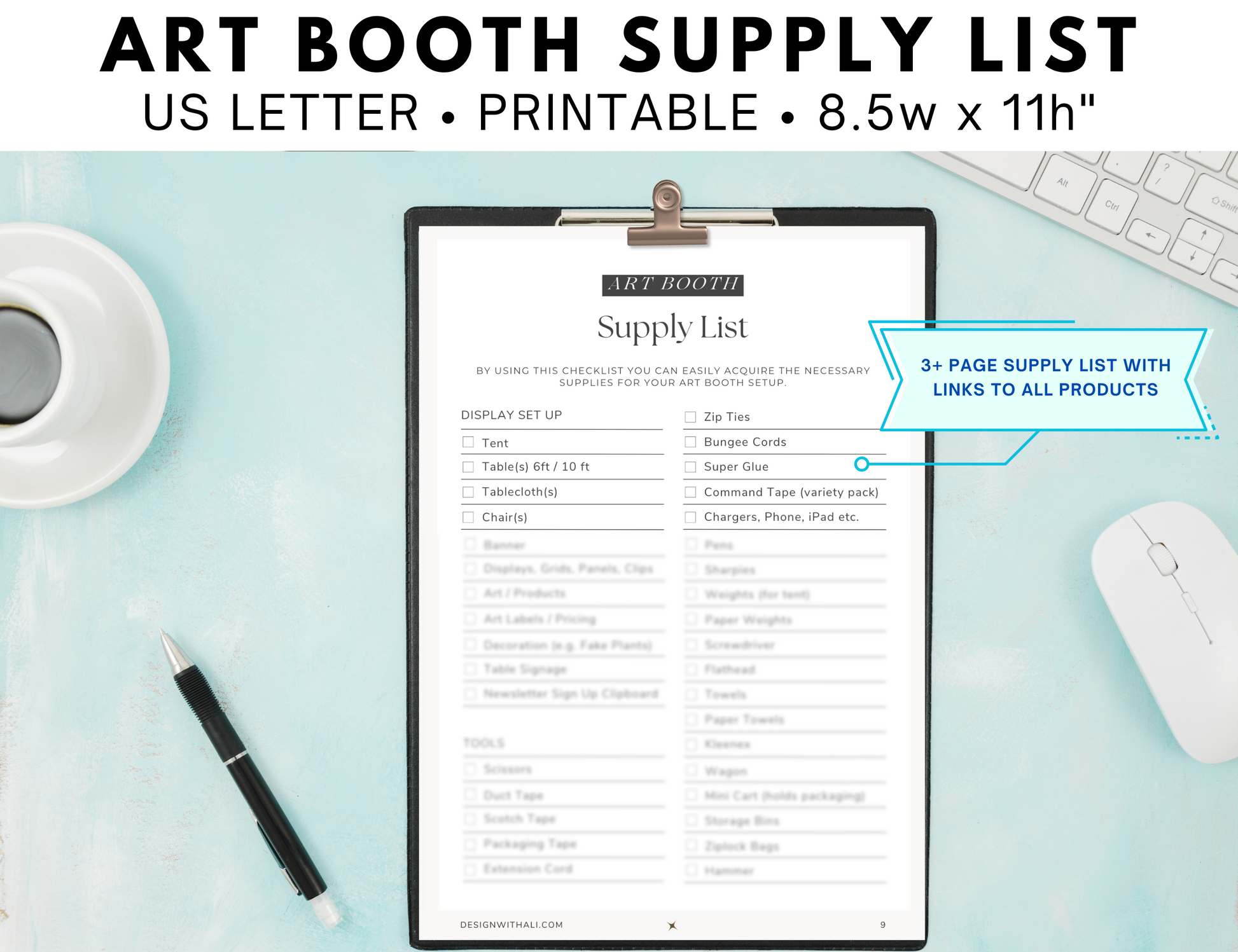 Art Booth Supply List - Design with Ali, LLC