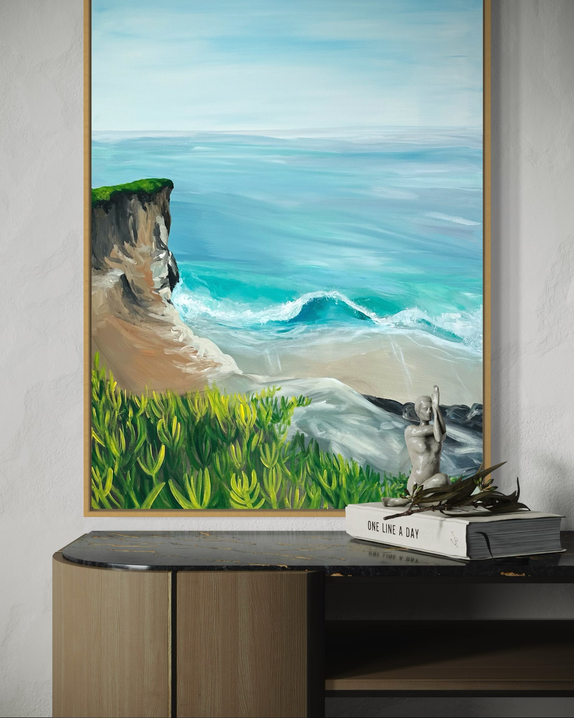 "West Cliff Drive, Santa Cruz," 30"x40" – Acrylic Original - Design with Ali, LLC