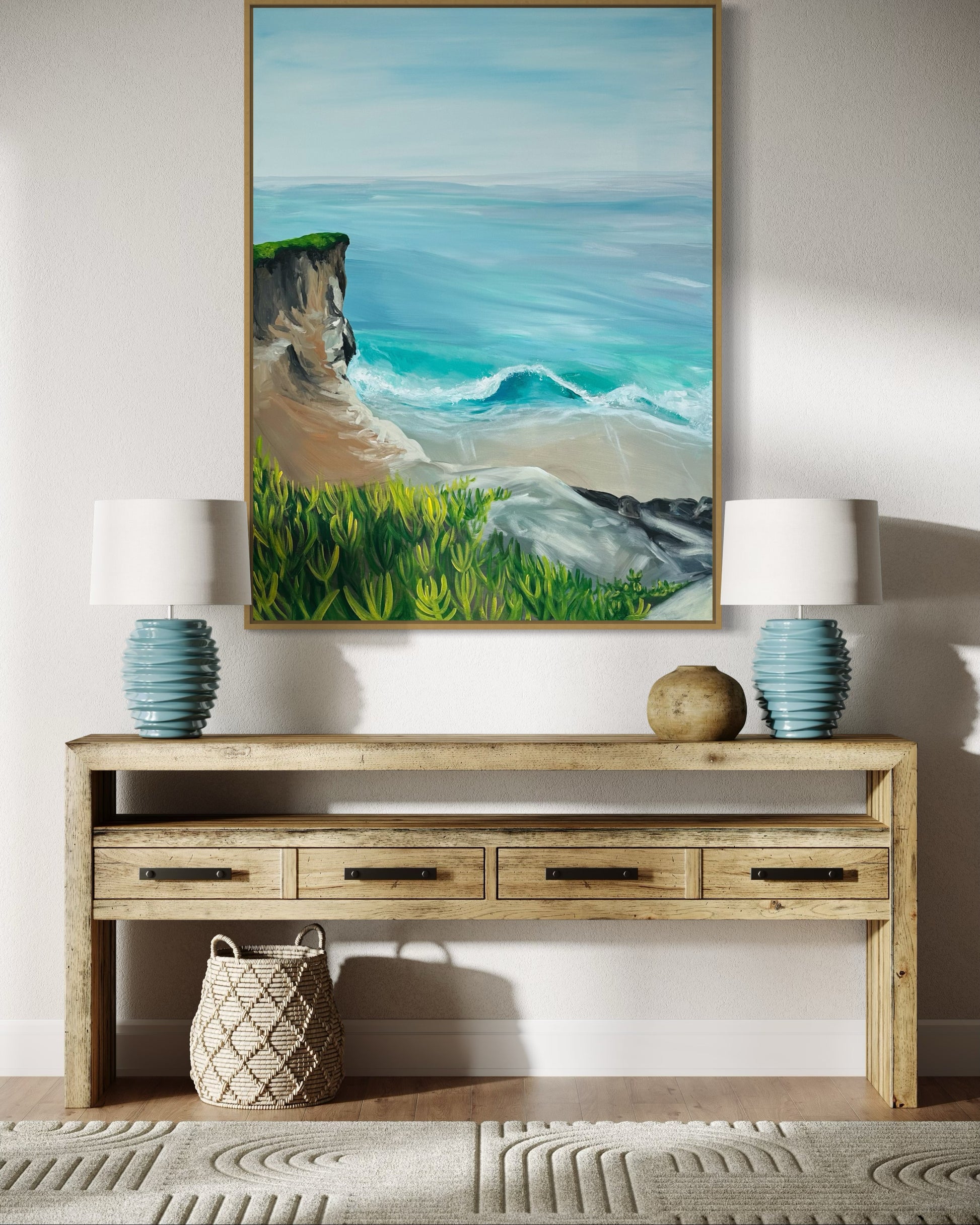 "West Cliff Drive, Santa Cruz," 30"x40" – Acrylic Original - Design with Ali, LLC