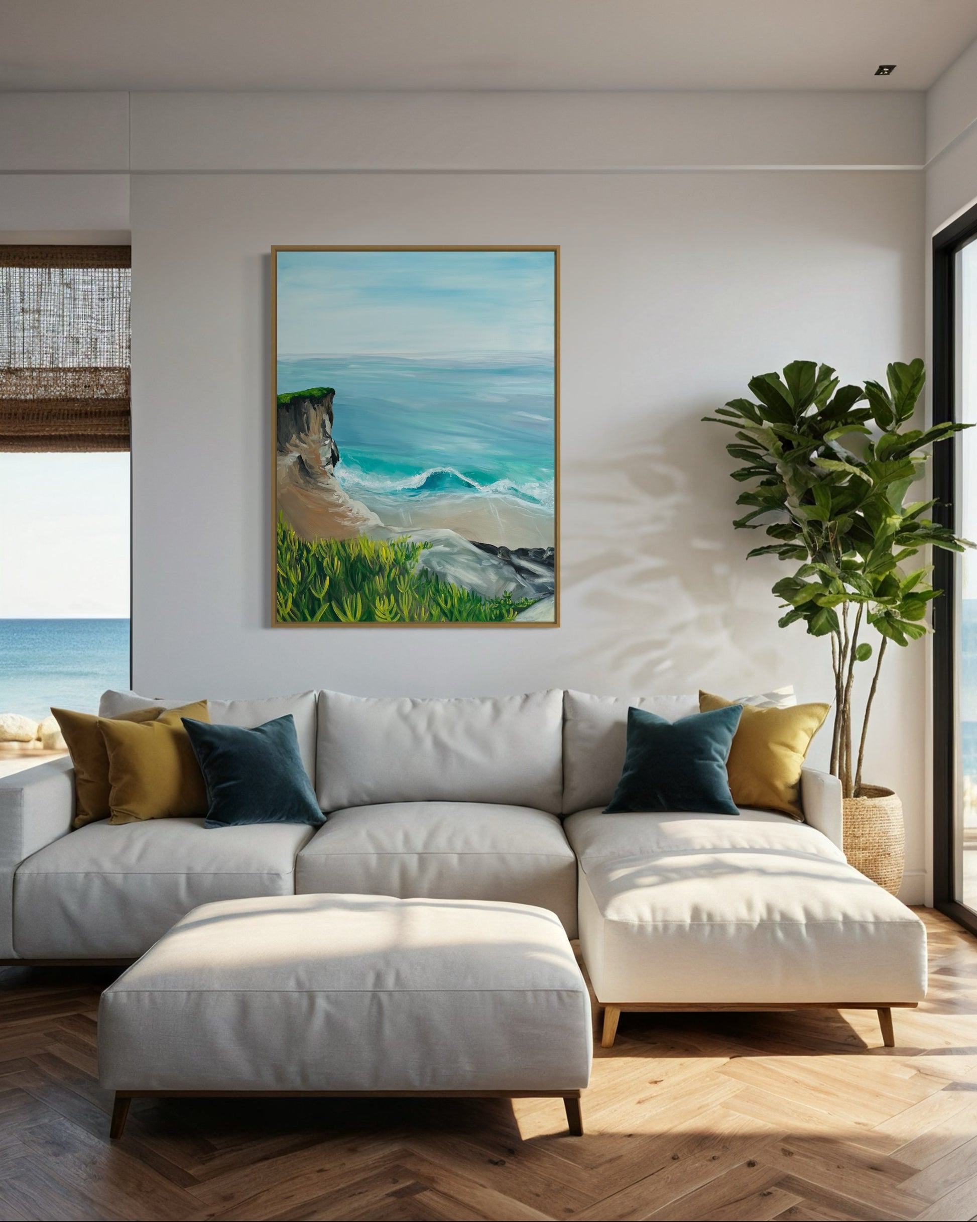 "West Cliff Drive, Santa Cruz," 30"x40" – Acrylic Original - Design with Ali, LLC