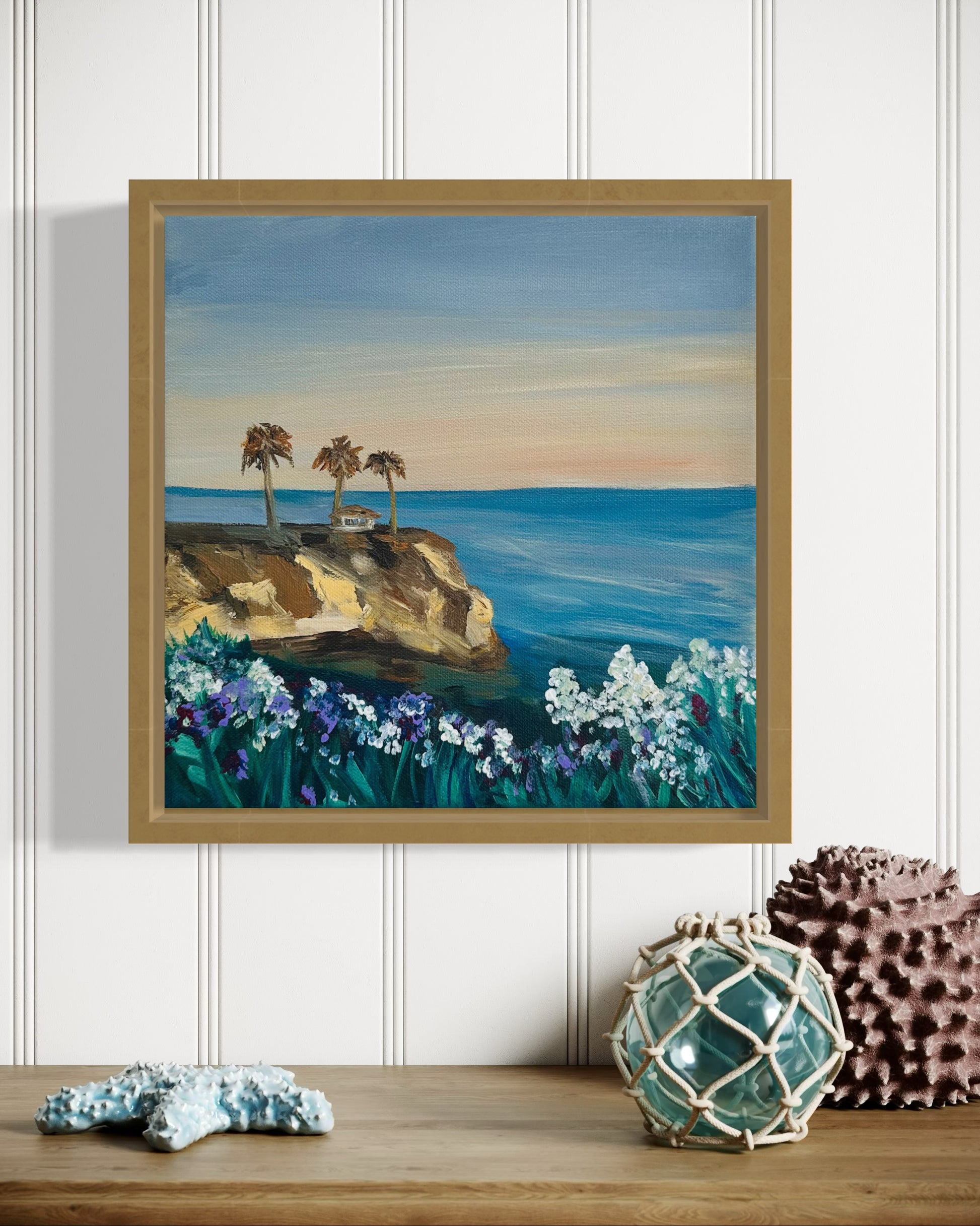"Cliffside View, Pismo Beach," 10"x10" – Acrylic Original - Design with Ali, LLC