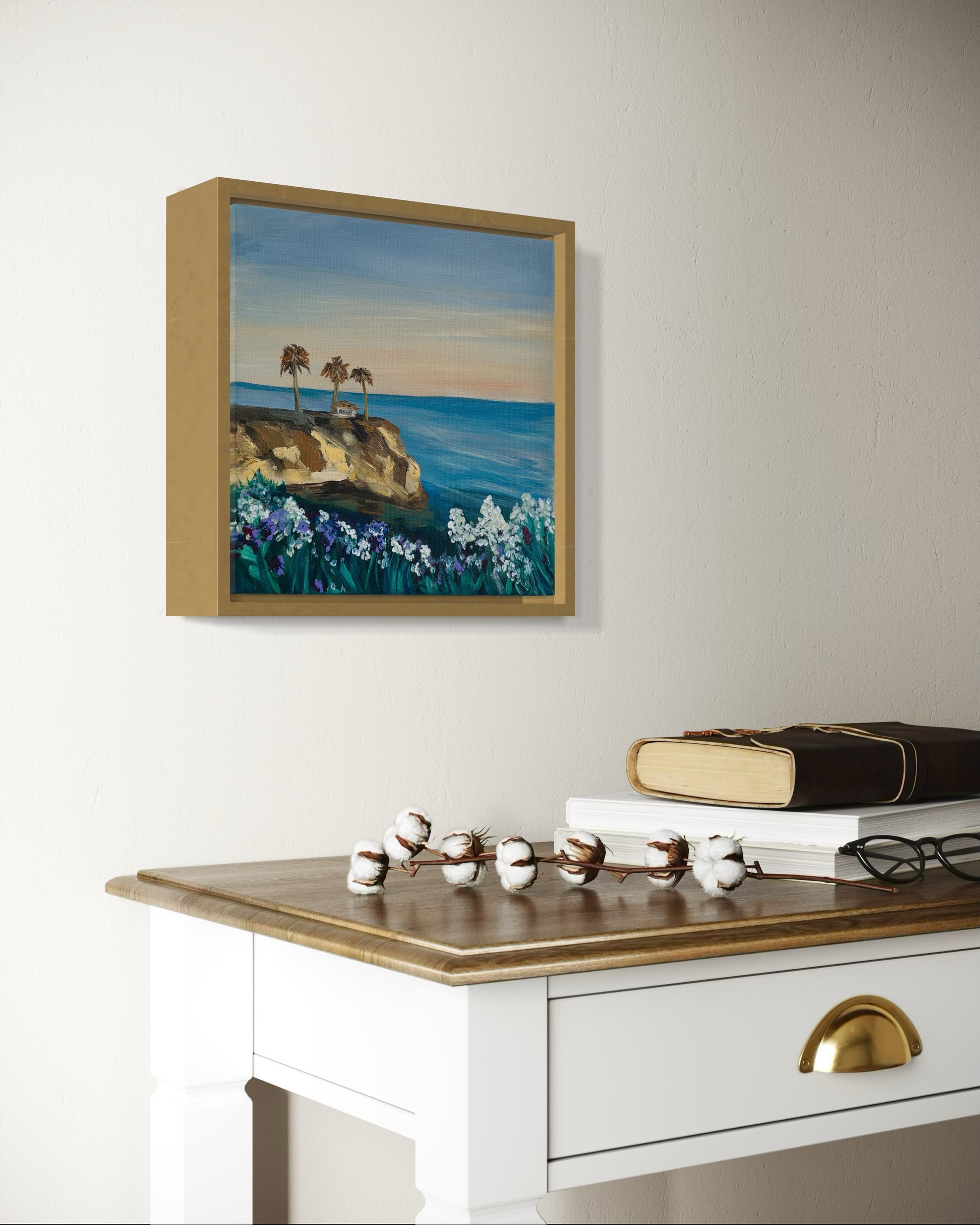 "Cliffside View, Pismo Beach," 10"x10" – Acrylic Original - Design with Ali, LLC