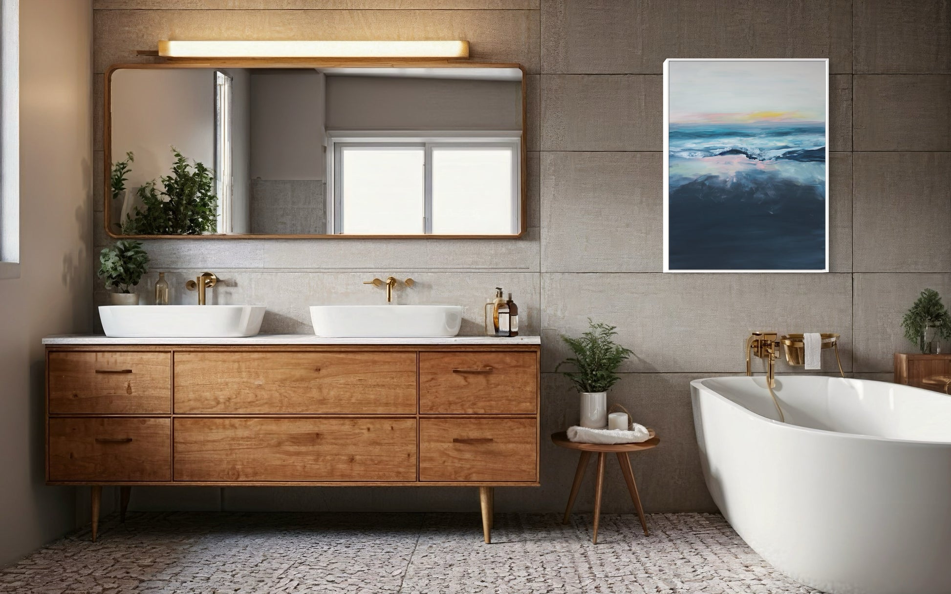 "Thousand Steps, Laguna Beach," 30"x40" – Acrylic Original - Design with Ali, LLC